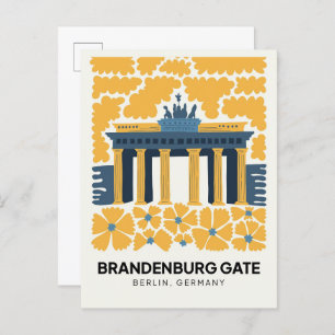 Postal Bradenburg Gate Berlin abstract travel floral art