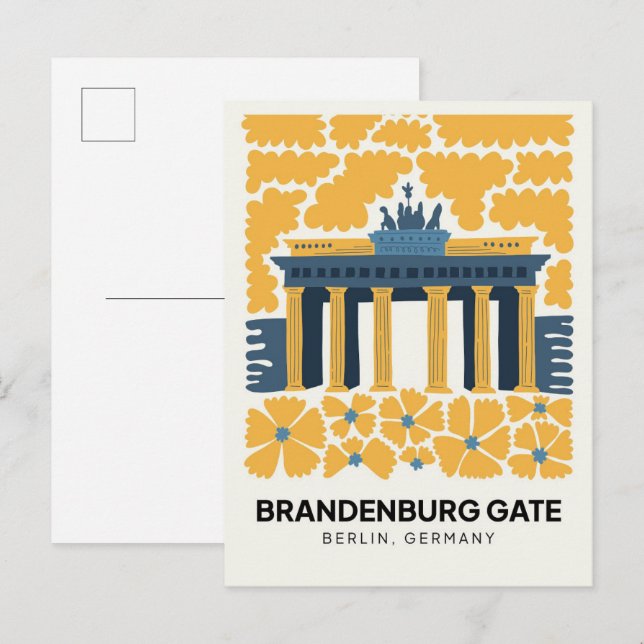 Postal Bradenburg Gate Berlin abstract travel floral art (Anverso / Reverso)