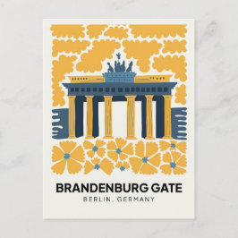 Postal Bradenburg Gate Berlin abstract travel floral art