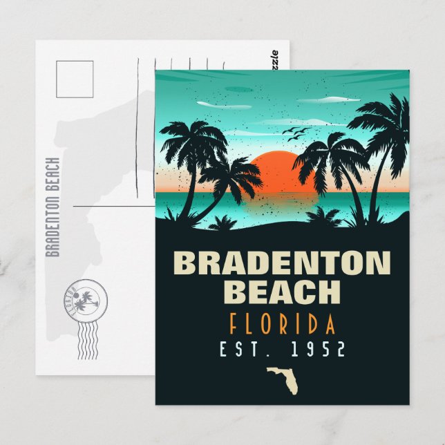 Postal Bradenton Beach Florida Retro Sunset Souvenirs (Anverso / Reverso)