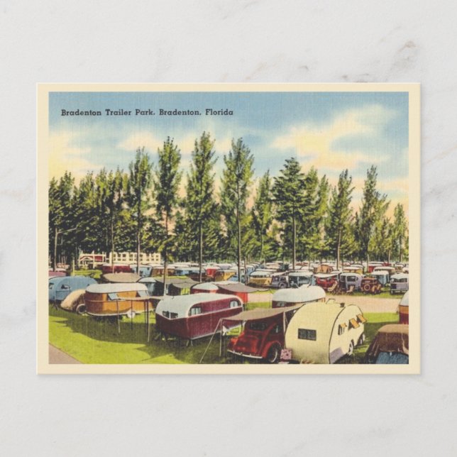 Postal Bradenton Florida parque de remolques vintage (Anverso)