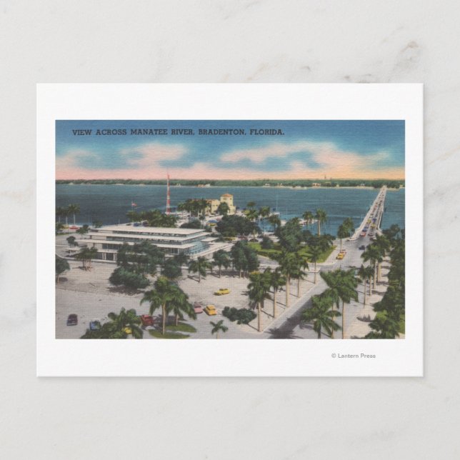 Postal Bradenton, Florida - Vista a través del río Manate (Anverso)