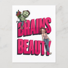 Postal Brains & Beauty - Diseño del humor zombi