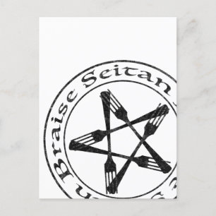 Postal Braise Seitan Vegan Pentagram (versión oscura)