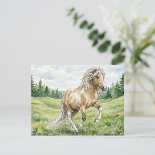 Postal Brana Pinto Palomino Icelandic Watercolor (Anverso de pie)