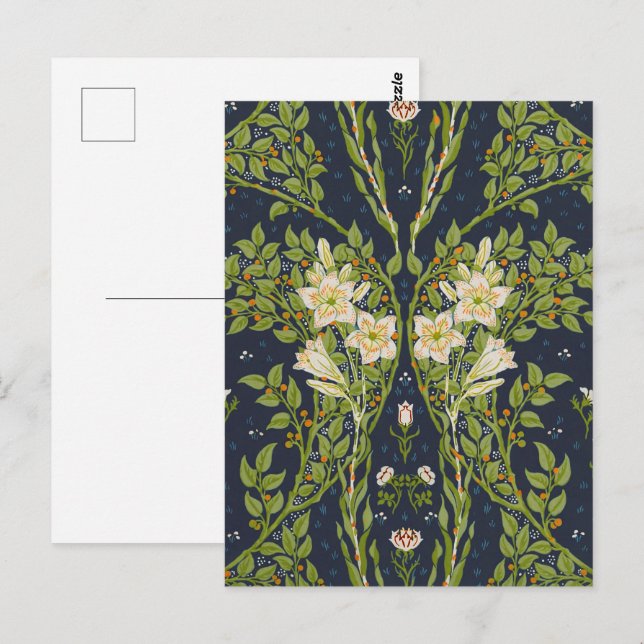 Postal Branches Walter Crane Berried con lirios blancos (Anverso / Reverso)