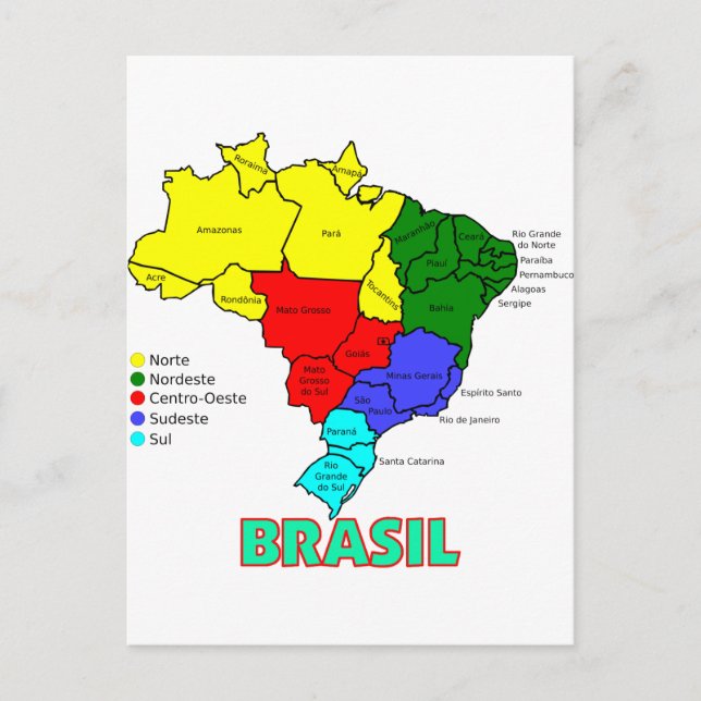 Postal Brasil. Regiones en Color (Anverso)