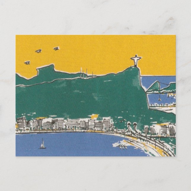 Postal Brasil verde y amarillo de Río de Janeiro (Anverso)