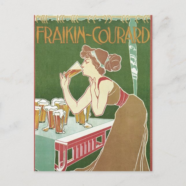 Postal Brasserie de estilo Art Nouveau de época Fraikin-C (Anverso)