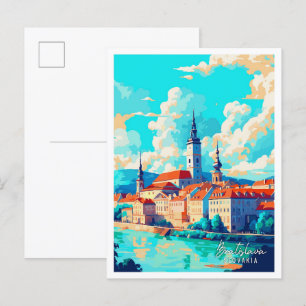 Postal Bratislava ilustracion de viaje vintage