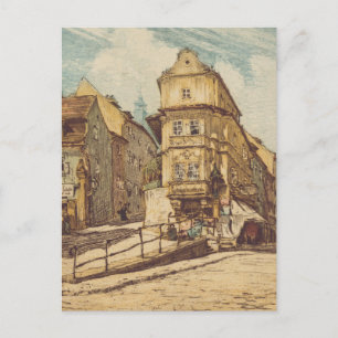 Postal Bratislava por Richard Lux Siglo Grabado Coloreado