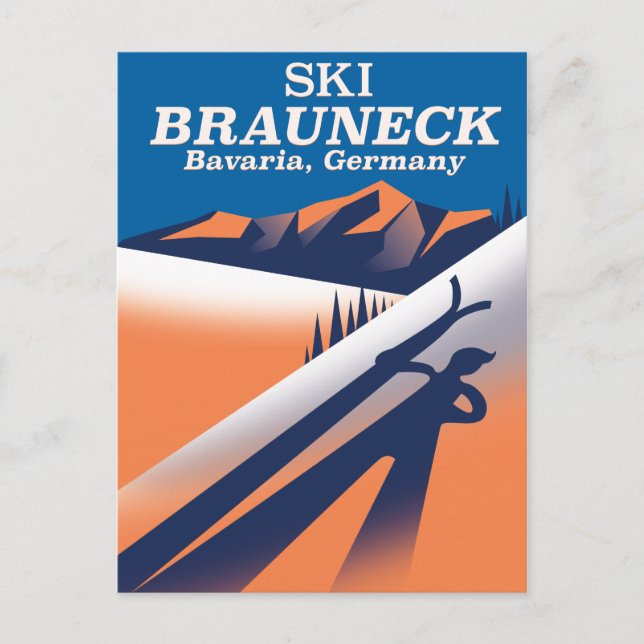 Postal Brauneck Baviera, cartel vintage de esquí. (Anverso)