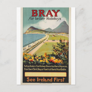 Postal Bray para mejores vacaciones, Viaje vintage Irland