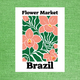 Postal Brazil Flower Market Peach Orchid Tropical