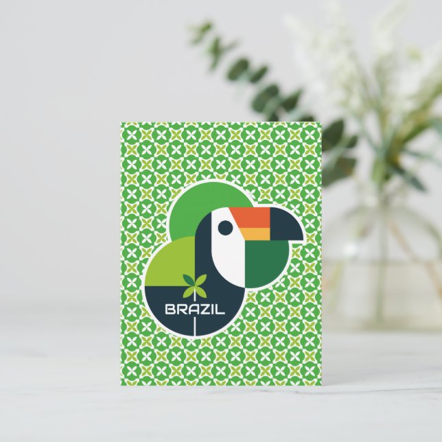 Postal Brazil Tropical Geometric Toucan Personalized Art (Anverso de pie)