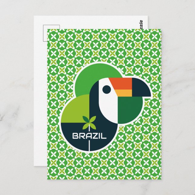 Postal Brazil Tropical Geometric Toucan Personalized Art (Anverso / Reverso)