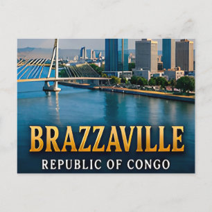 Postal Brazzaville Río Congo y vibrante vida urbana