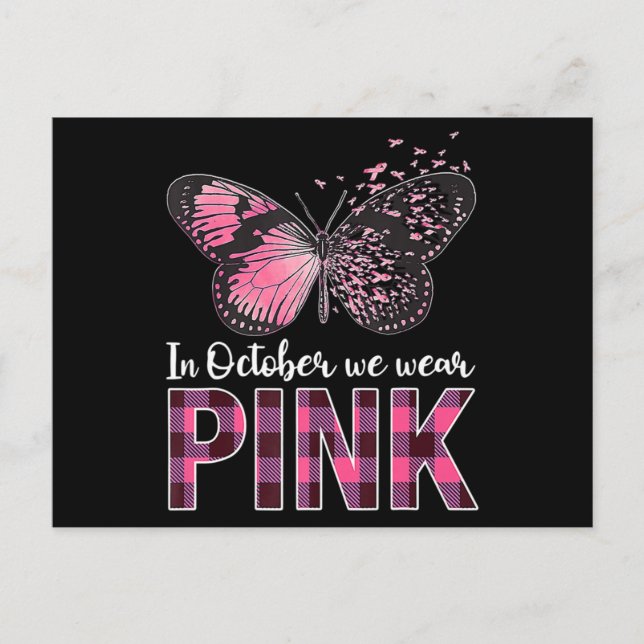 Postal Breast Cancer Awareness Butterfly - In October We  (Anverso)