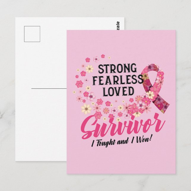 Postal Breast Cancer Survivor Strong Fearless Loved (Anverso / Reverso)