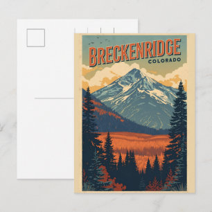 Postal Breckenridge vintage Colorado Montaña Rocosas