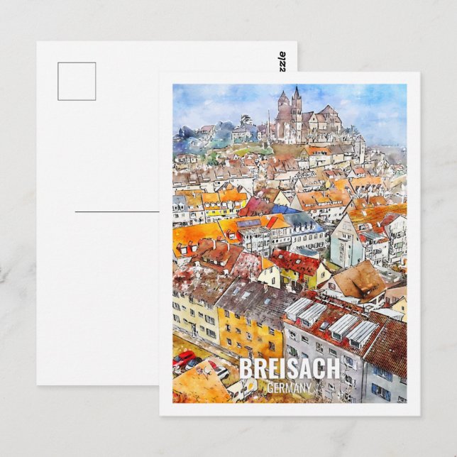 Postal Breisach Alemania Travel Place Watercolor (Anverso / Reverso)