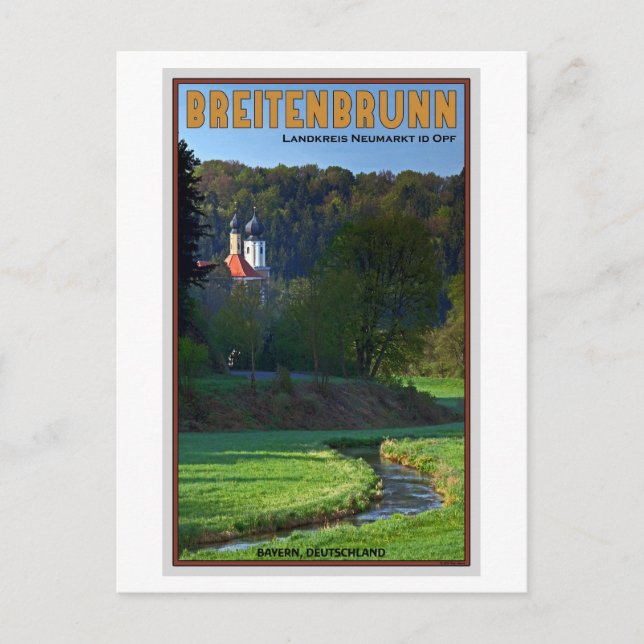 Postal Breitenbrunn - Stream y Church (Anverso)