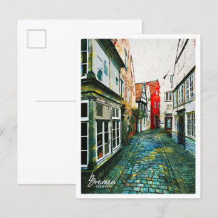 Postal Bremen Alemania Hermoso paisaje de pintura al acei