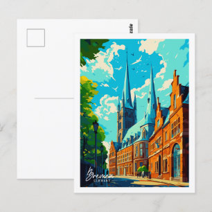 Postal Bremen Alemania lugar de viaje vintage ilustracion