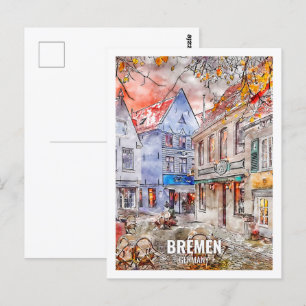 Postal Bremen Alemania Travel Place Watercolor