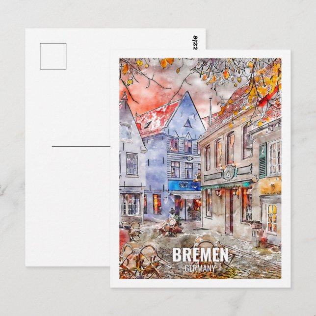 Postal Bremen Alemania Travel Place Watercolor (Anverso / Reverso)