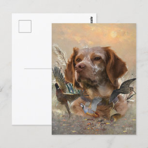 Postal Bretaña francesa, arte de caza de aves