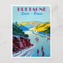 Postal Bretaña, panorama, Saint Brieuc, barcos de vela