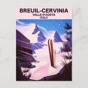 Postal Breuil-Cervinia,Valle d'Aosta, Italia,cartel de es