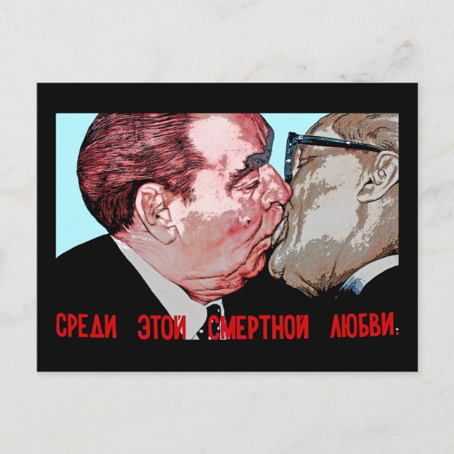 Postal Brezhnev & Honecker Kiss, galería East Side, Berlí (Anverso)