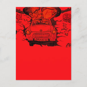 Postal Brezhnev & Honecker, Trabant Car, Berlín - Rojo