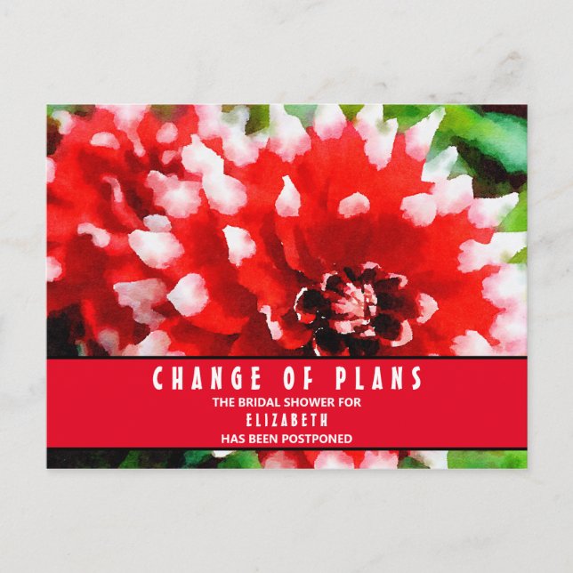 Postal Bridal Shower Change of Planes Red Dahlia Postcard (Anverso)