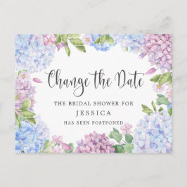 Postal Bridal Shower Change of Plans Blue Hydrangeas