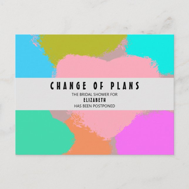 Postal Bridal Shower Change of Plans Hearts (Anverso)