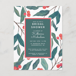 Postal BRIDAL SHOWER Christmas Holiday Floral Postcard