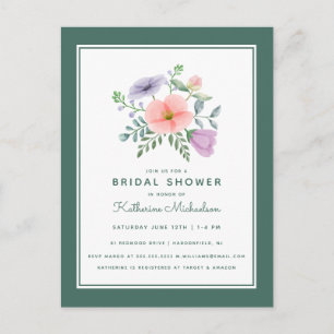 Postal BRIDAL SHOWER Flor acuarela