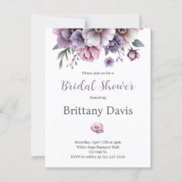 Postal Bridal Shower Lavender acuarela Flora