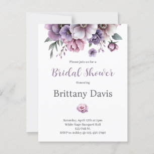 Postal Bridal Shower Lavender acuarela Flora