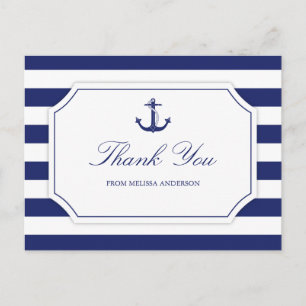 Postal Bridal Shower Nautical Anchor Naval Azul Gracias