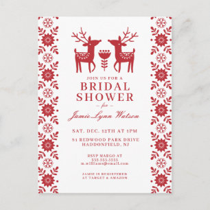 Postal BRIDAL SHOWER Navidades de renos rojos
