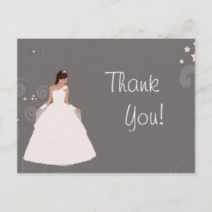 Postal Bridal Shower Novia vestido blanco elegante Gracia