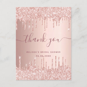 Postal Bridal Shower rosa dorado rosado gracias