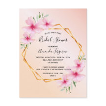 Bridal shower rose gold blush floral invitation