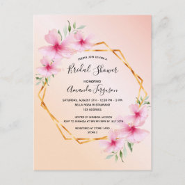 Postal Bridal shower rose gold blush floral invitation