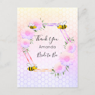 Postal Bride Bee Bridal ducha floros rosas Gracias