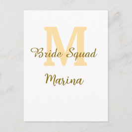 Postal Bride squad monogram golden bridal shower simple 
